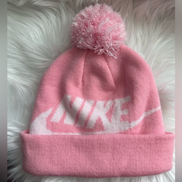 Nike Other - EUC Nike Pink Beanie with Pom-Pom